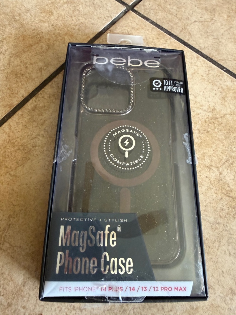 BEBE Glittery Jeweled iPhone Case for 13/14 Plus Pro Max